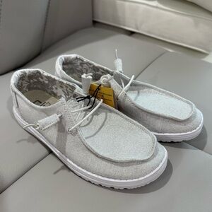 Hey Dude Wendy White Sparkle Loafers